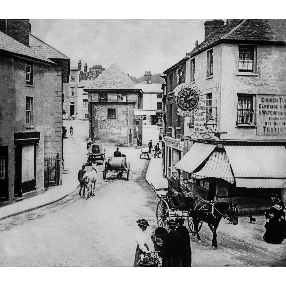 A clockmaker shop and mechanical clock depicted from a magic lantern slide circa 1900; Faringdon Oxfordshire England by Image 1