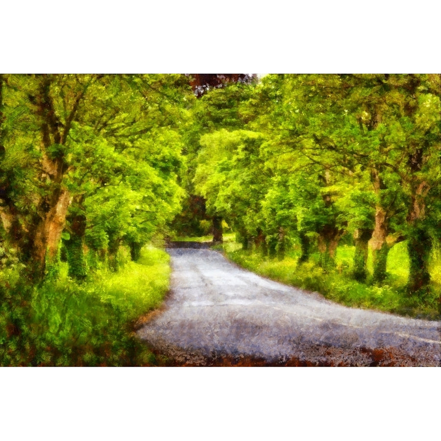 Digital painting of a road through trees with lush green foliage by 770 Productions / Design Pics Image 1