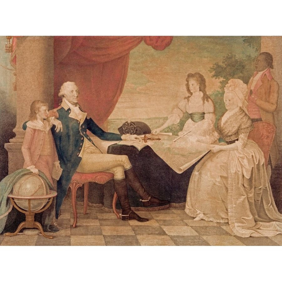 George Washington with his wife and her two grandchildren born to children from her first marriage. From left Martha Image 1