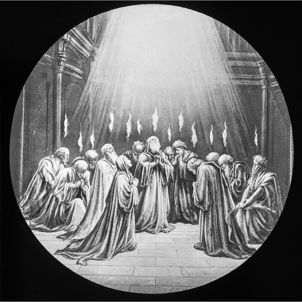 A magic lantern slide circa 1900. The day of Pentecost religious slide by John Short / Design Pics Image 1