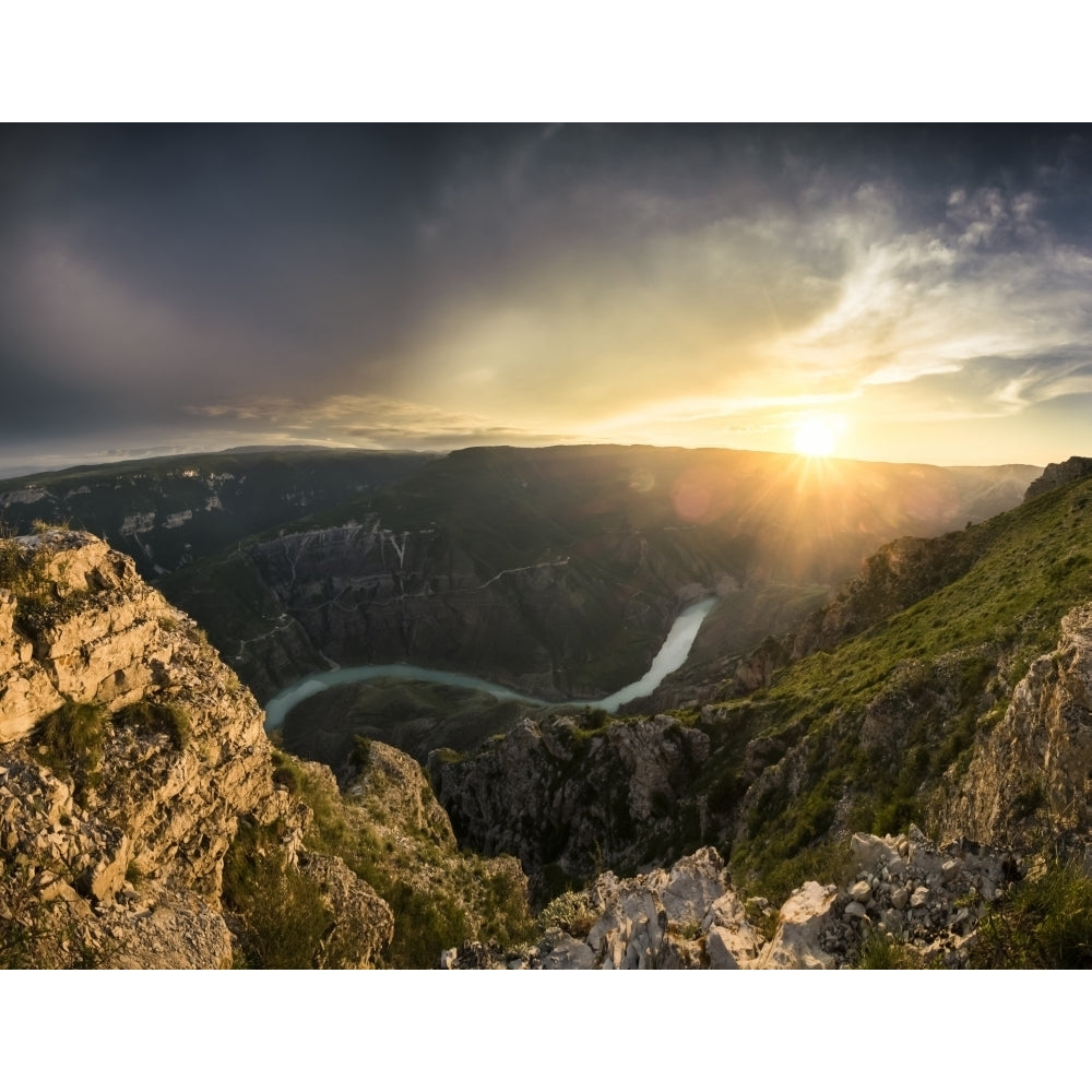 View of the Sulak canyon and the river at the sunset; Dubki Dagestan Republic Russia by Aleksandr Vrublevskii / Design Image 1