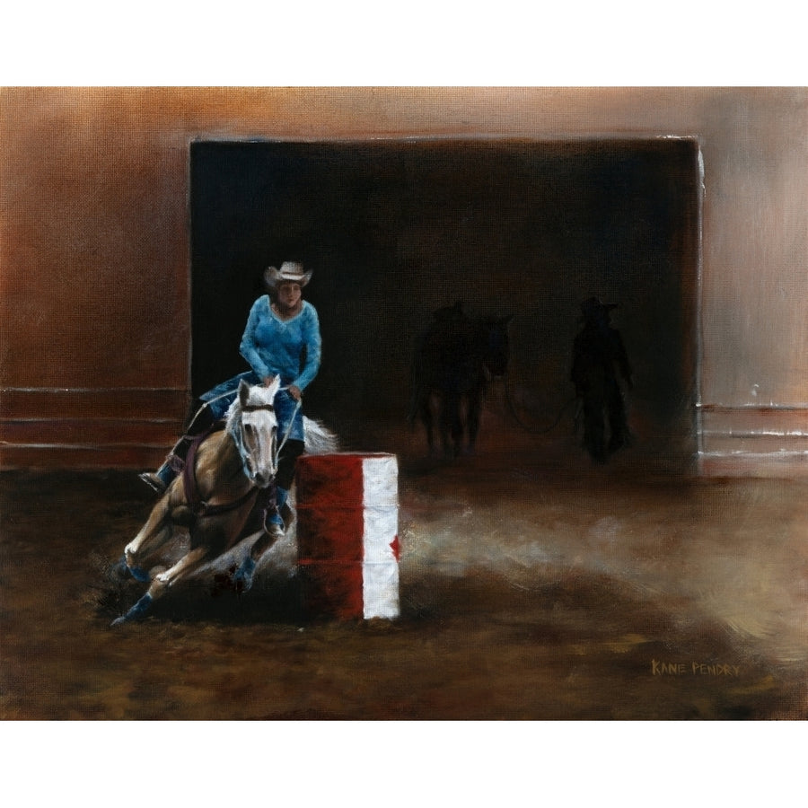 Oil painting of barrel racer Poster Print by Kane Pendry 12546322 Image 1