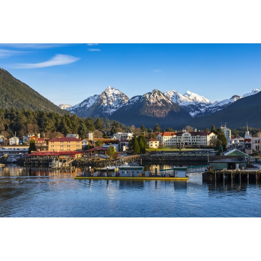 Winter view of Sitka Harbour with Gavan Hill and The Sisters mountains in background; Sitka Alaska United States of Image 1