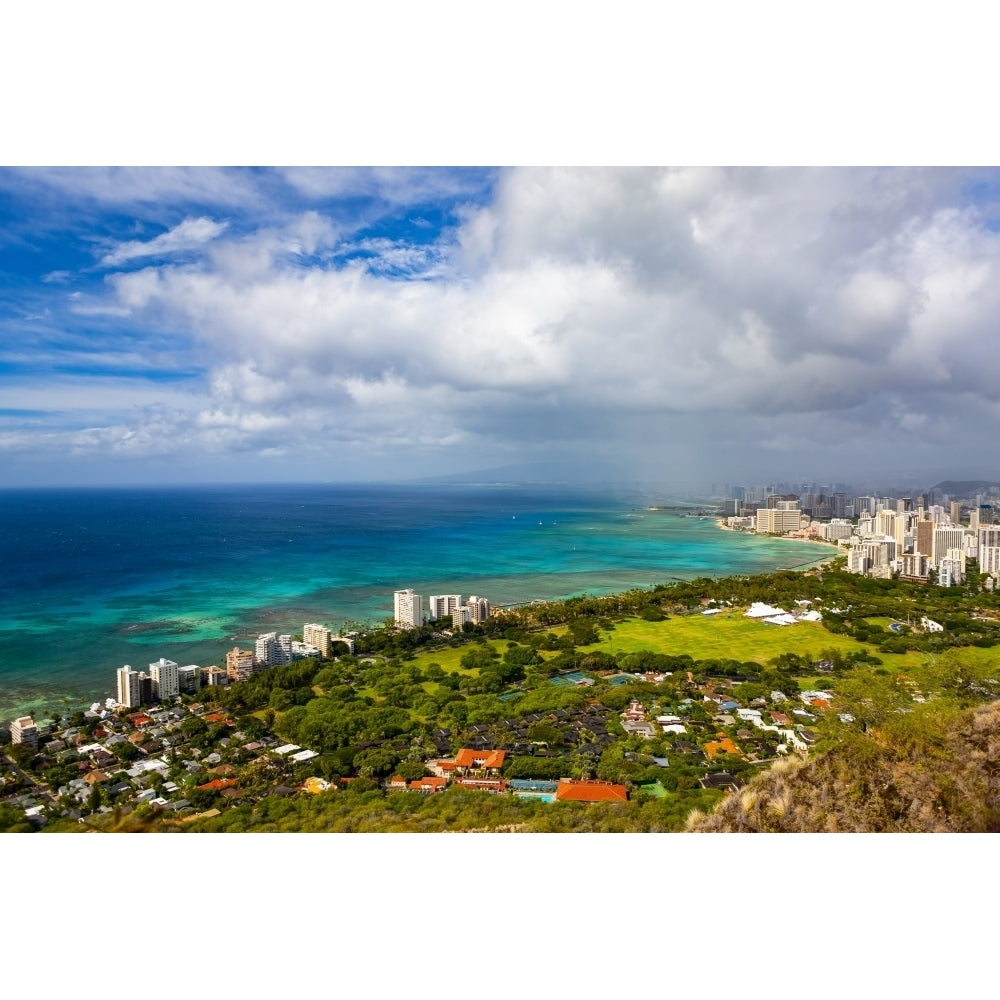 Honolulu and Waikiki Beach; Honolulu Oahu Hawaii United States of America Poster Print by The Nature Collection Image 1