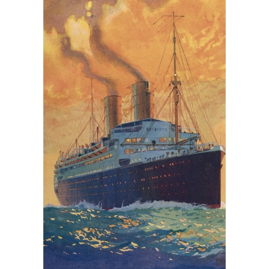 An ocean going liner in the 1920s From The Book of Ships published c1920 Poster Print by Hilary Jane Morgan 12576621 Image 1