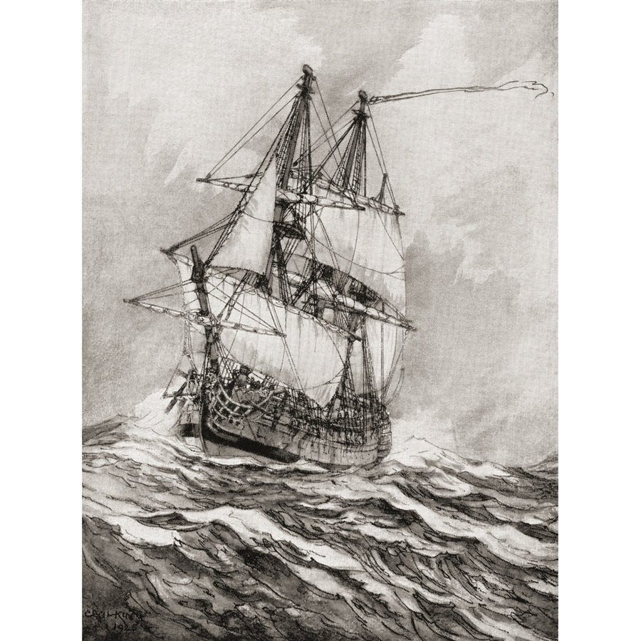 EDITORIAL George Ansons HMS Centurion off Cape Horn during his voyage around the world 1740 -1748 From The Book of Ships Image 1