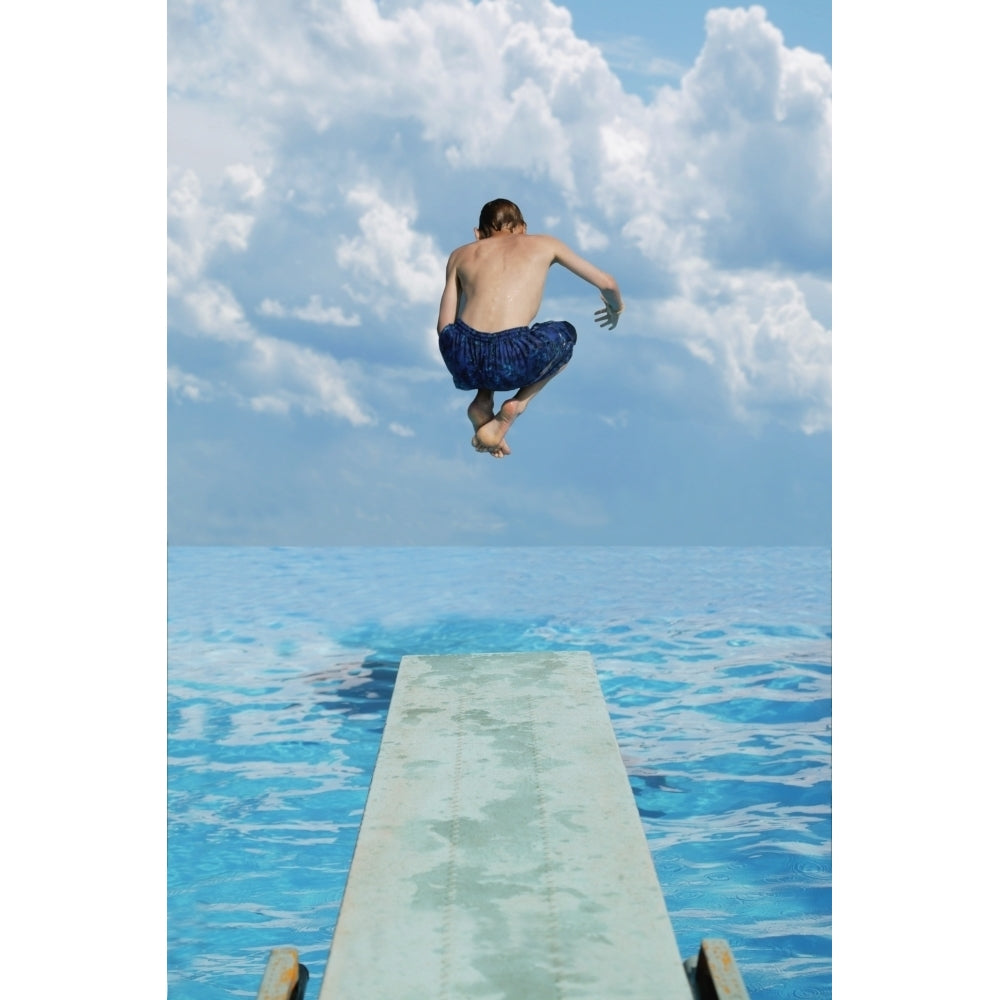 Boy Jumps Into Water Poster Print Image 2