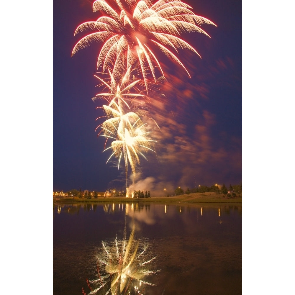 Fireworks Display On Canada Day Sherwood Park Alberta Canada Poster Print Image 1