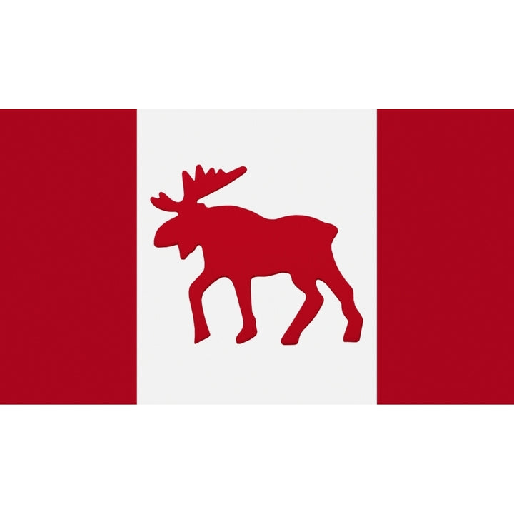 Moose Emblem On Canadian Flag Poster Print Image 2