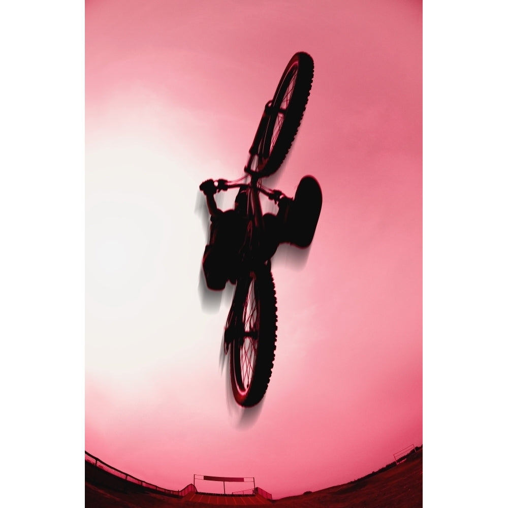 Silhouette Stunt Bike Rider Poster Print Image 2