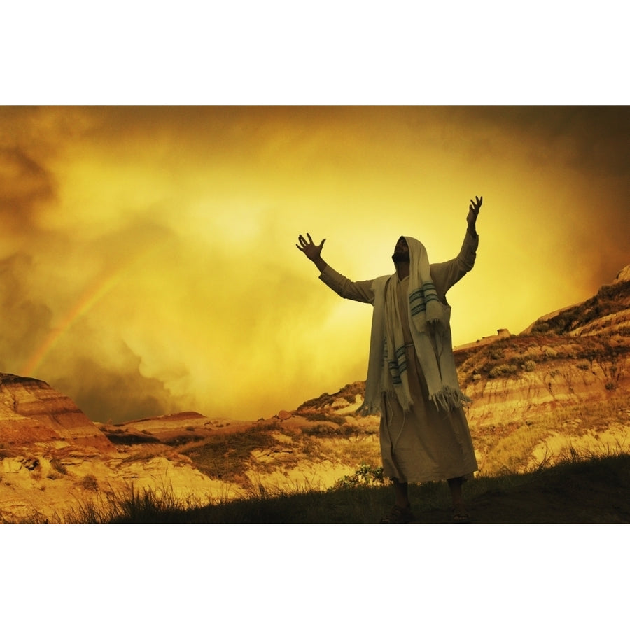 Jesus With Arms Stretched Towards Heaven Poster Print Image 1