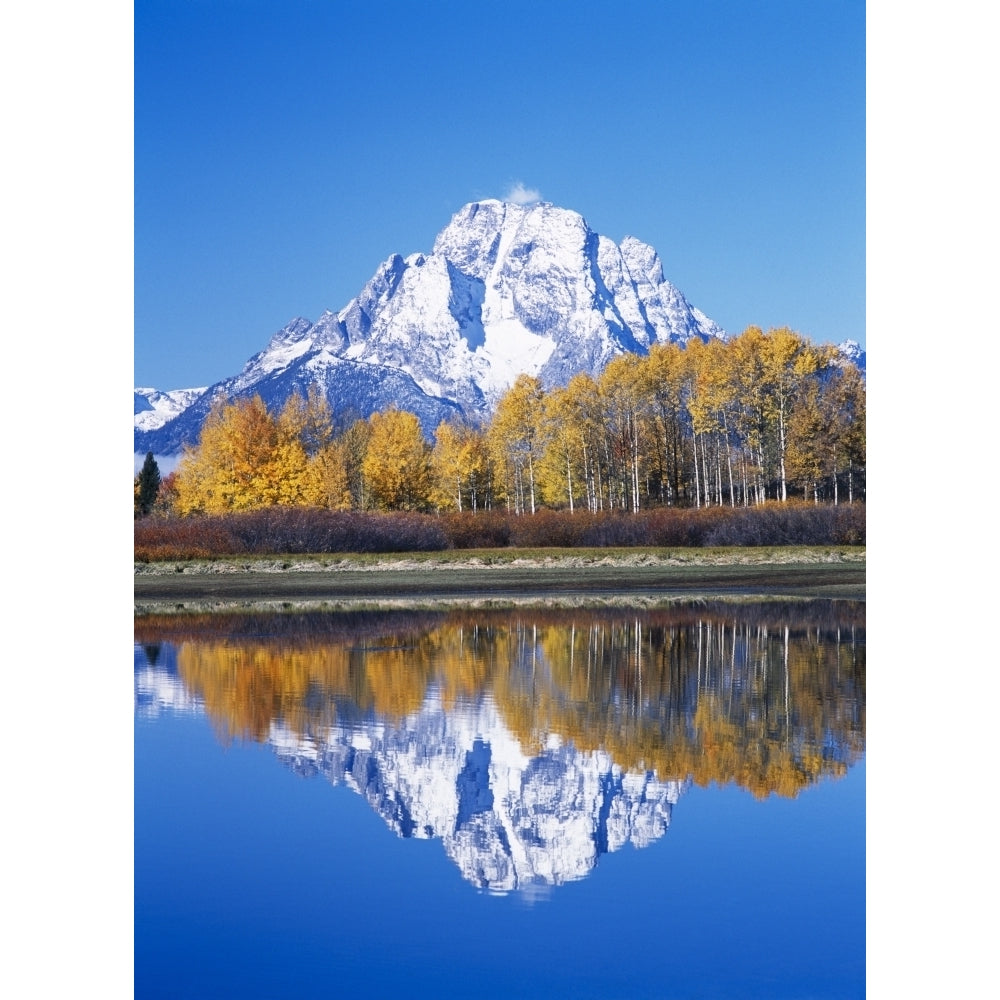 Reflection Mount Moran Snake River Grand Teton National Park Montana Usa Poster Print Image 1