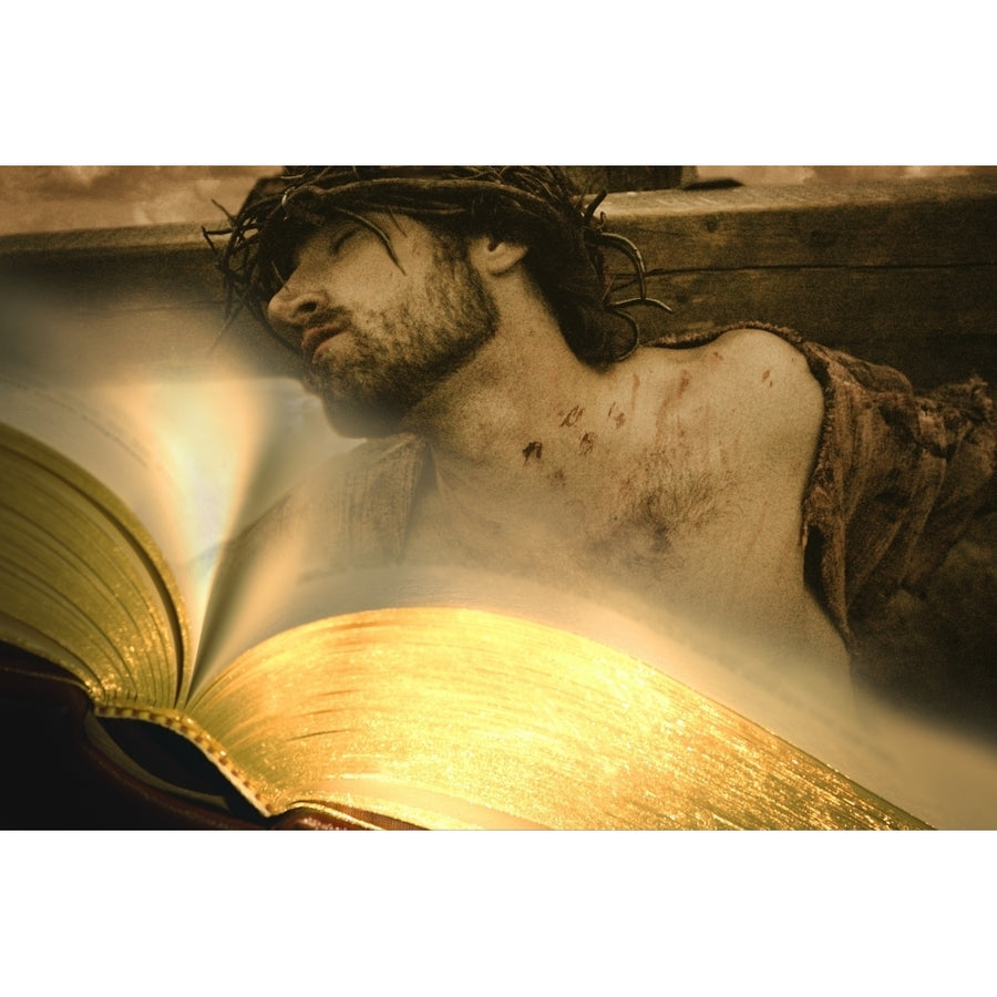 Bible With Jesus On Cross In Background Poster Print by Darren Greenwood / Design Pics Image 1