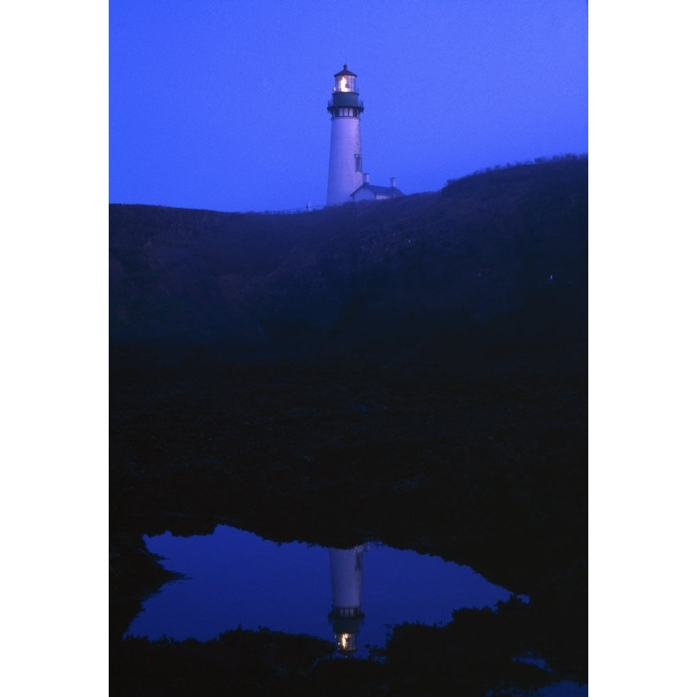 Yaquina Head Lighthouse On Yaquina Bay Poster Print Image 1