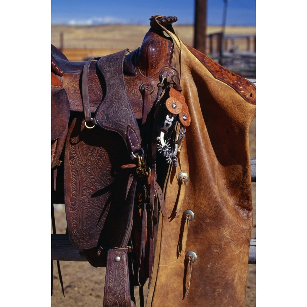 Cowboys Saddle And Chaps Detail Poster Print Image 2