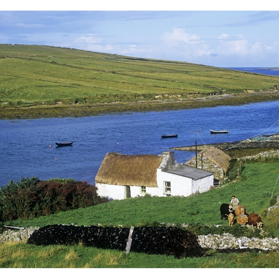 Houses At A Riverside Clifden Connemara County Galway Republic Of Ireland by The Irish Image Collection / Design Pics Image 1