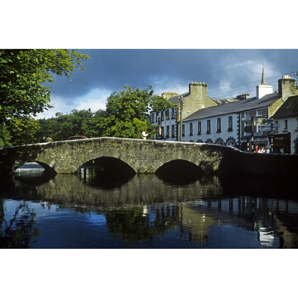 Bridge Over A River In Front Of Buildings The Mall Westport County Mayo Republic Of Ireland Poster Print Image 1