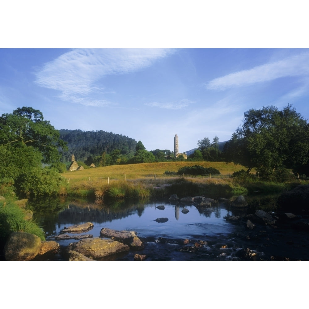 Round Tower In The Forest; Glendalough County Wicklow Republic Of Ireland Poster Print Image 1