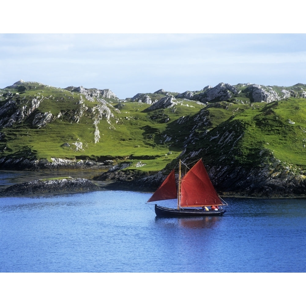 Boat In The Sea Galway Hooker County Galway Republic Of Ireland Poster Print Image 1