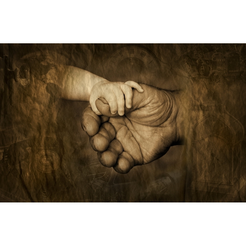 Childs Hand Holding Adult Hands Poster Print Image 2