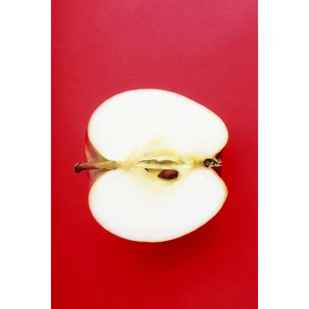 Half An Apple On Red Background Poster Print Image 2