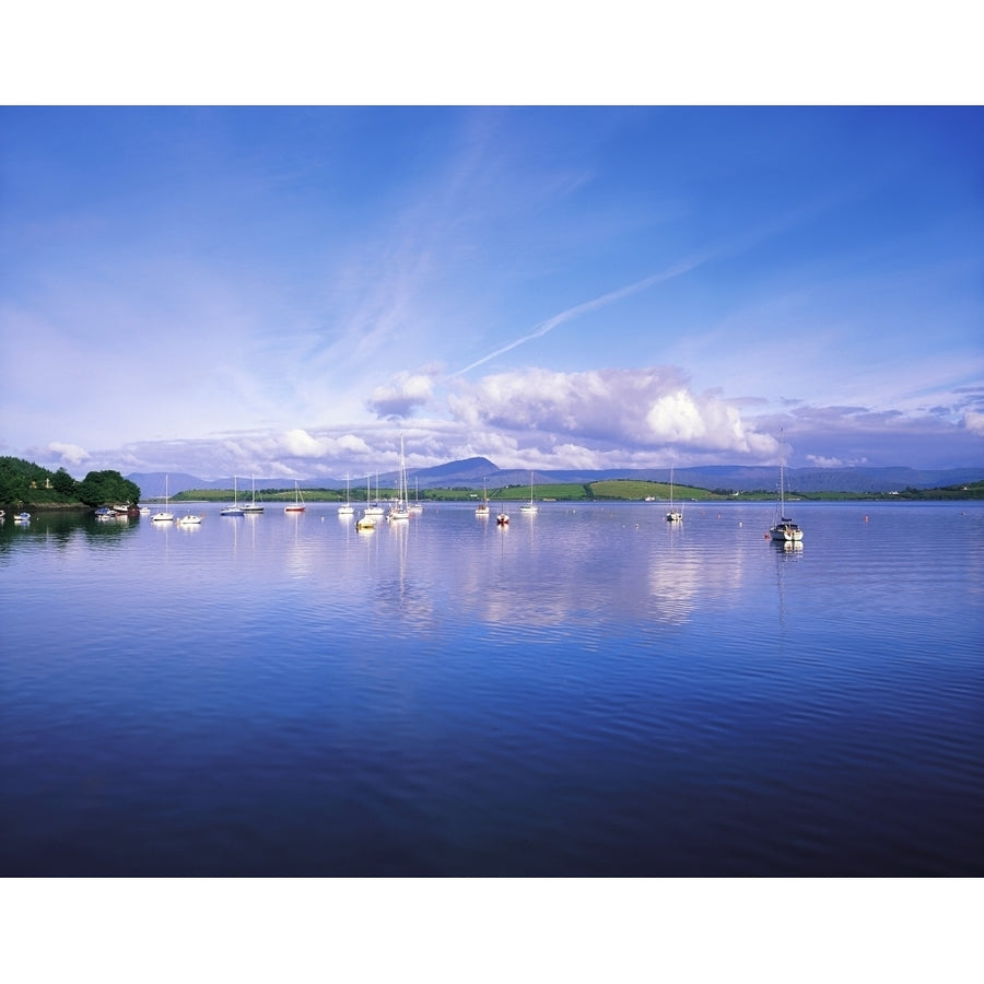 Bantry Bay  Whiddy Island  Co Cork  Ireland; Boats Moored In A Bay Poster Print Image 1
