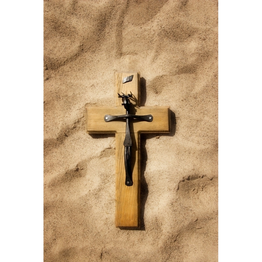 Christian Cross On Sand Poster Print by Patrick Kociniak / Design Pics Image 1