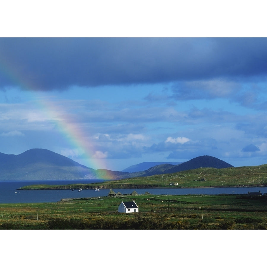 Ballinskellig Ring Of Kerry Co Kerry Ireland; Rainbow Over A Landscape Poster Print Image 1