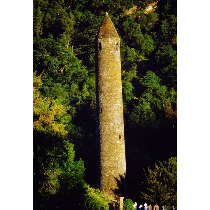 Glendalough Co Wicklow Ireland; Round Tower At Saint Kevins Monastic Site Poster Print Image 2