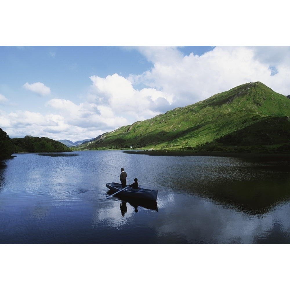 Kylemore Lake Co Galway Ireland; People Fishing On A Lake Poster Print Image 2