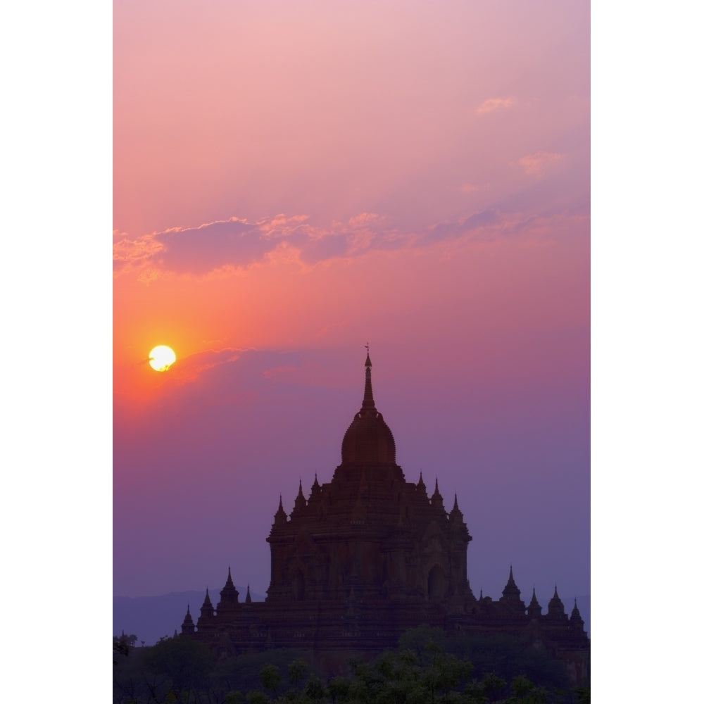 Sunrise Over Stupa Temple In Bagan Myanmar Burma Poster Print Image 2