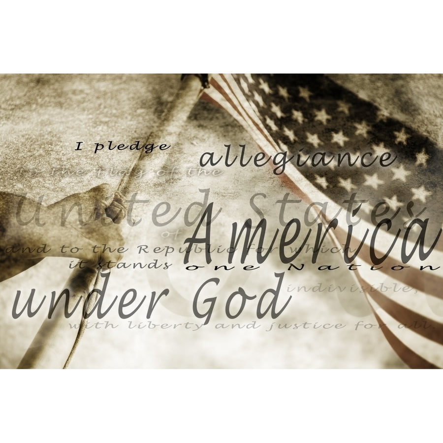 The Pledge Of Allegiance And An American Flag Poster Print Image 1