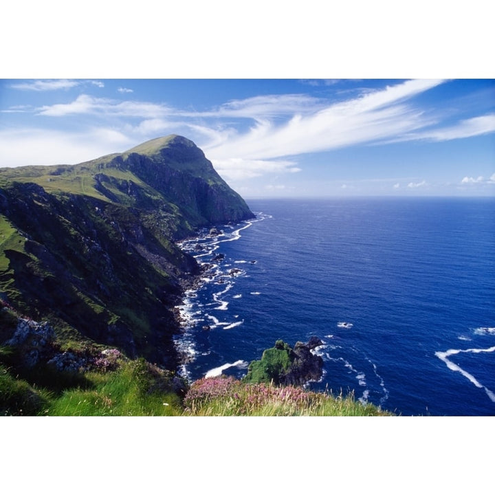 Knockmore Mountain Clare Island County Mayo Ireland; Cliff Along Coast And Ocean Poster Print Image 1