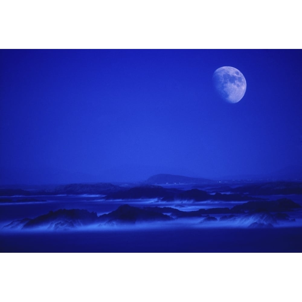 Slyne Head County Galway Ireland; Seascape With Moon Poster Print Image 1