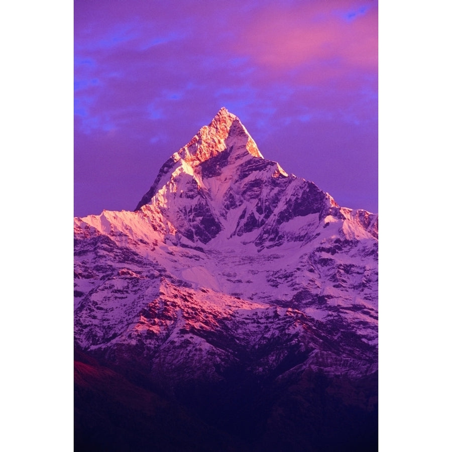 View Of Machhapuchhare At Sunrise From Sarangkot Annapurna Region Nepal Poster Print Image 1