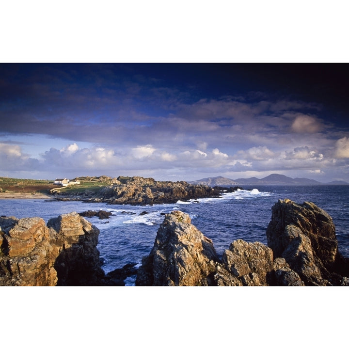 Cottage On Seashore Ineuran Bay Inishowen County Donegal Ireland Poster Print Image 1