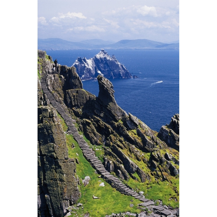 Stone Stairway Skellig Michael Skellig Islands County Kerry Ireland Poster Print Image 1