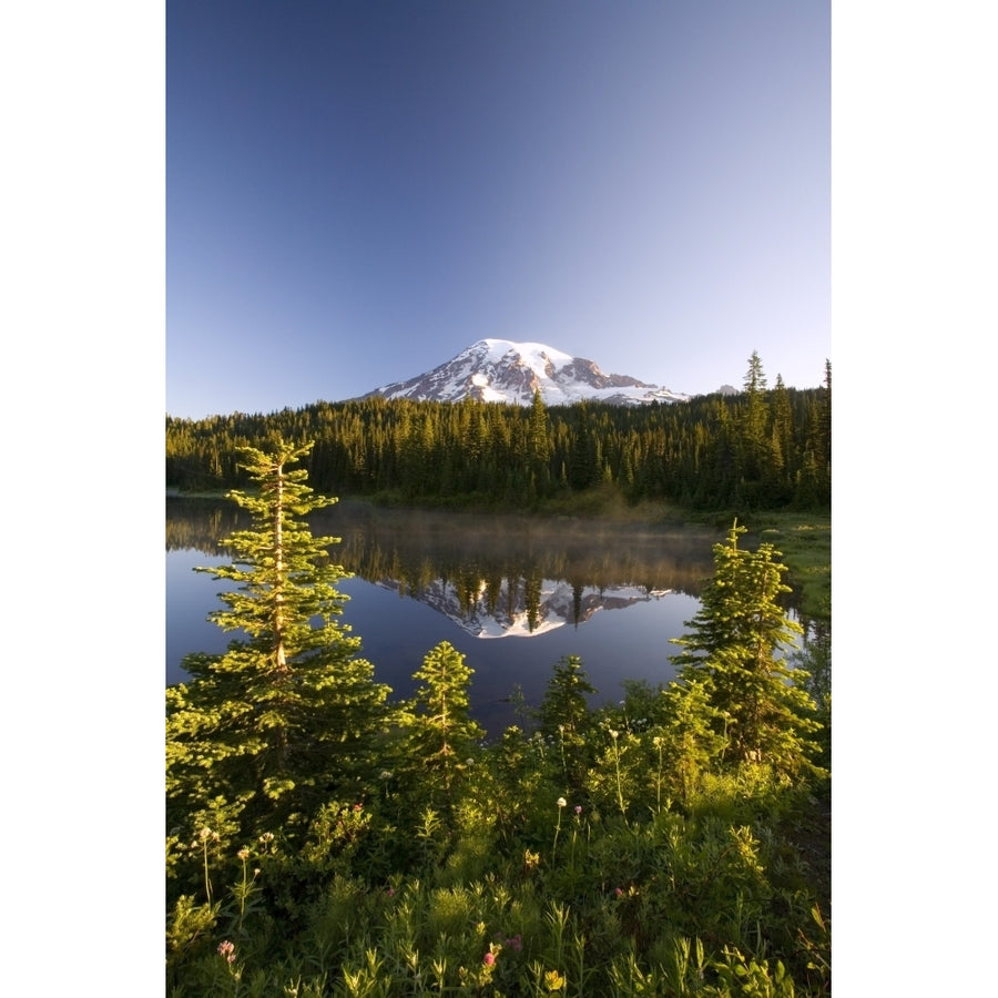 Lake And Mount Rainier Mount Rainier National Park Washington State Usa Poster Print Image 1