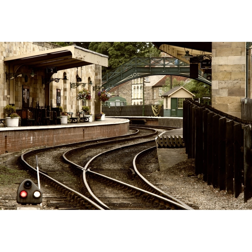 An Old-Fashioned Train Station And Tracks Poster Print Image 2