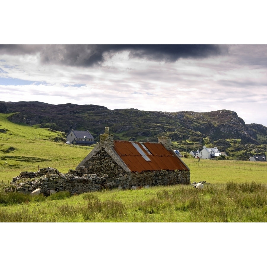 Isle Of Colonsay  Scotland; Stone Farmhouse And Surrounding Field Poster Print Image 1