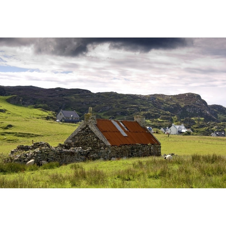 Isle Of Colonsay Scotland; Stone Farmhouse And Surrounding Field Poster Print Image 1