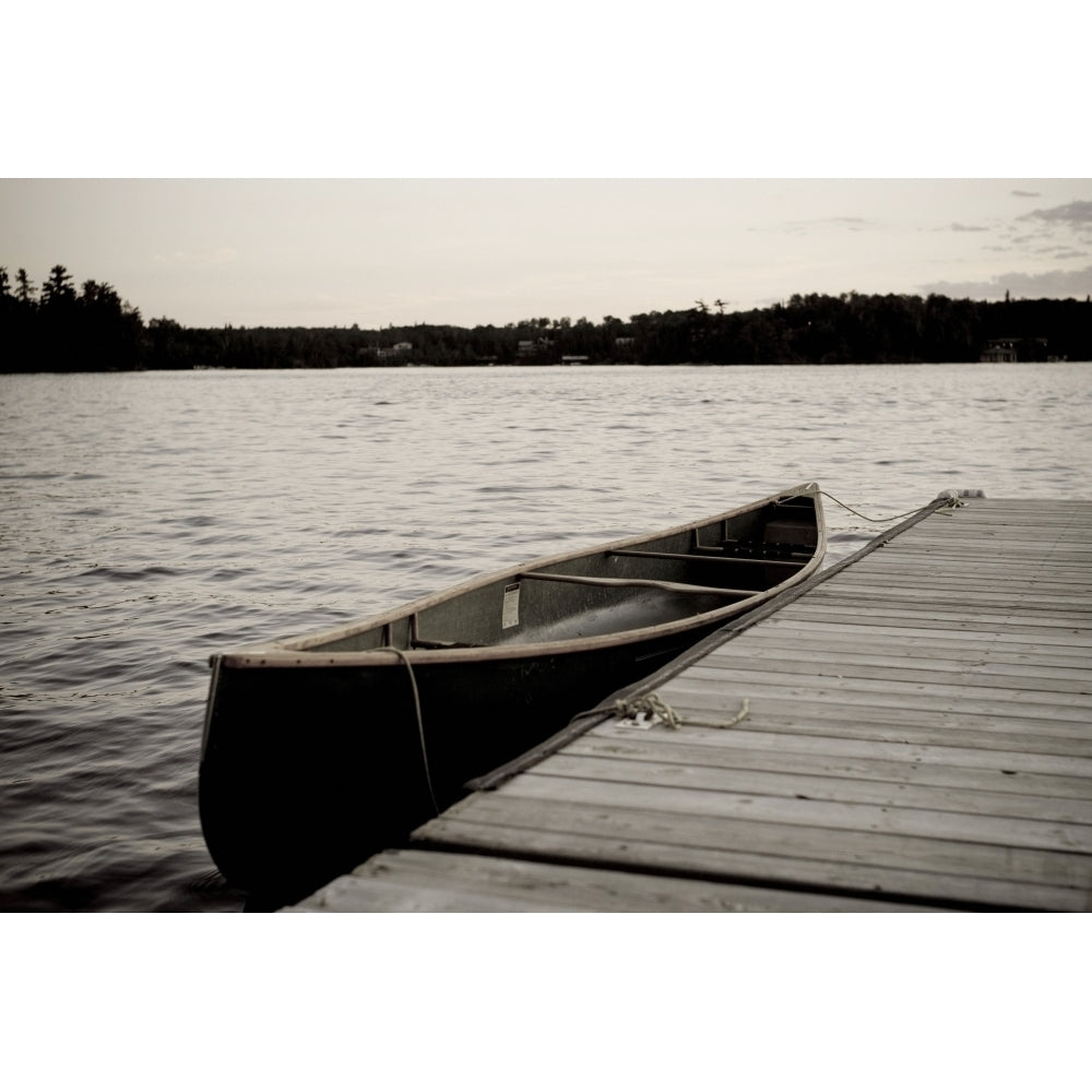 Canoe At Dock Lake Of The Woods Ontario Canada Poster Print Image 1