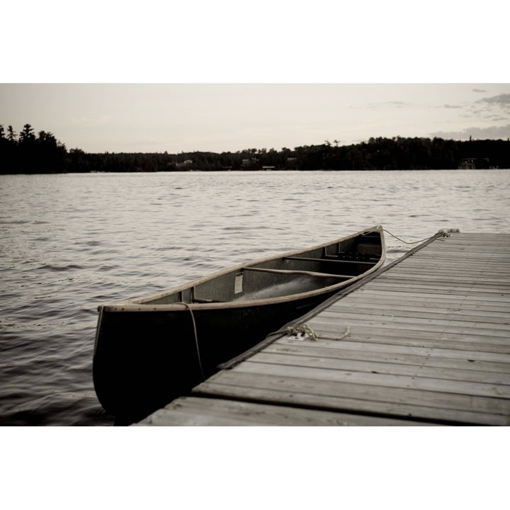 Canoe At Dock Lake Of The Woods Ontario Canada Poster Print Image 2