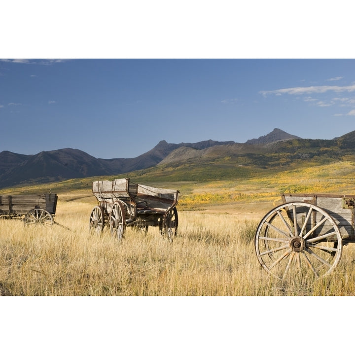 Old Wagons Foothills Alberta Canada Poster Print Image 2