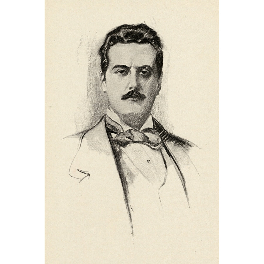 Giacomo Puccini 1858-1924. Italian Composer. Portrait By Chase Emerson. American Artist 1874-1922 Print Image 1