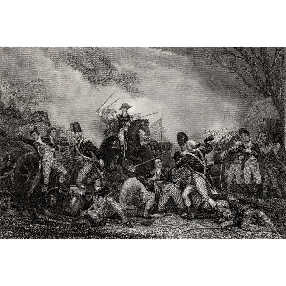 Battle At Princeton Jersey Usa 1775 From A 19Th Century Print Engraved By J Rogers After Trumbull Print Image 1