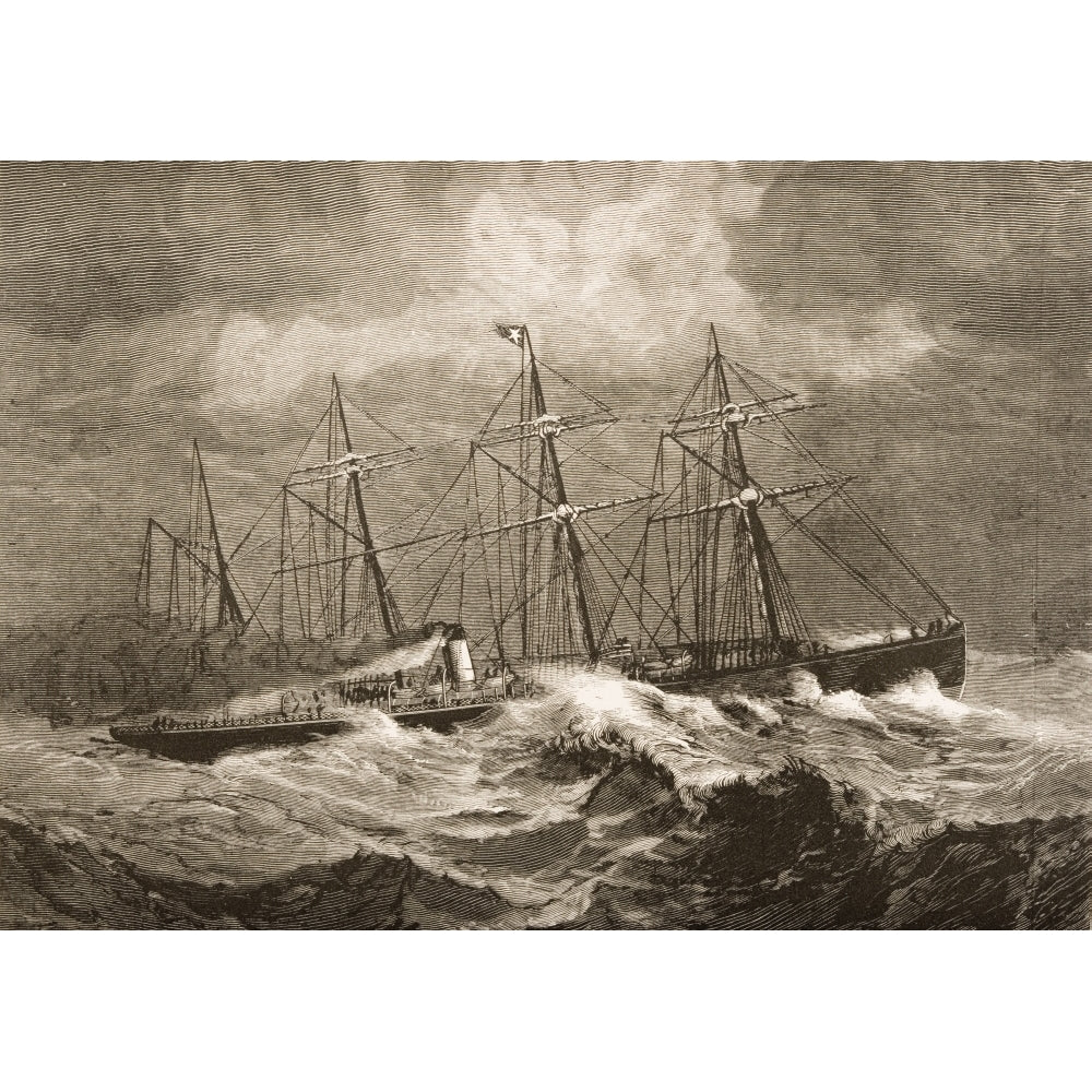 The 3867 Tons Steamship Celtic Crossing The Atlantic In Winter In 1870s From American Pictures Drawn With Pen And Penc Image 1