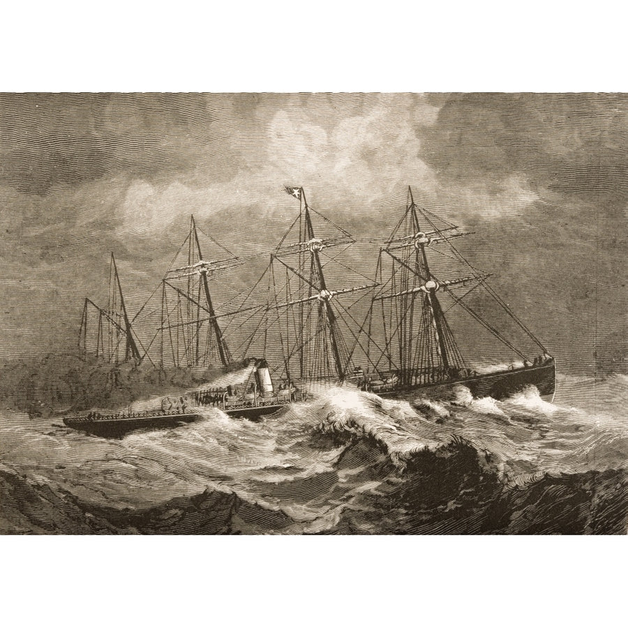 The 3867 Tons Steamship Celtic Crossing The Atlantic In Winter In 1870s From American Pictures Drawn With Pen And Penc Image 1