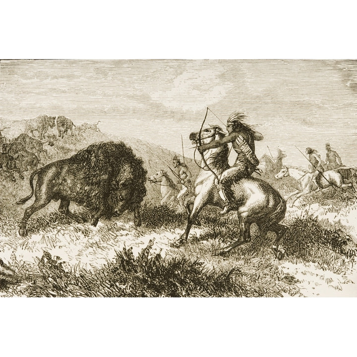 American Indians Buffalo Hunting. From American Pictures Drawn With Pen And Image 1