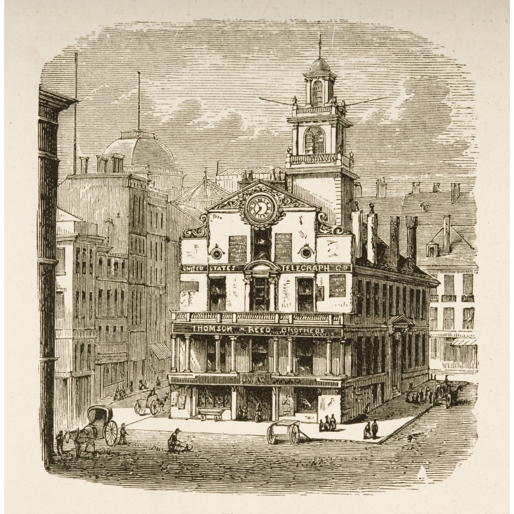 Boston Massachusetts The Old State House In 1870S From American Pictures Drawn With Pen And Pencil By Rev Samuel Manni 1 Image 2